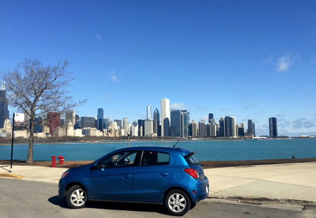 Driving a Mitsubishi Mirage in the Big City