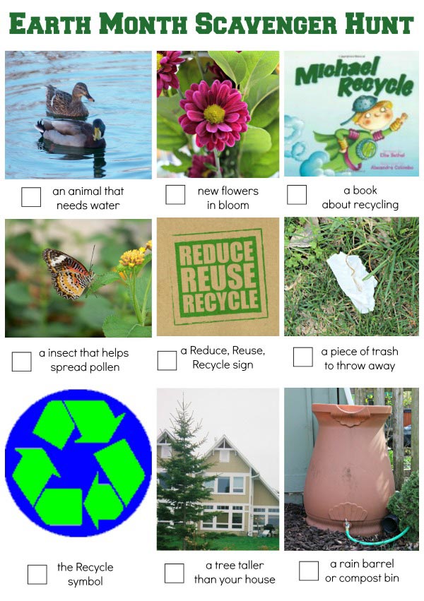 Free printable Earth Day scavenger hunt