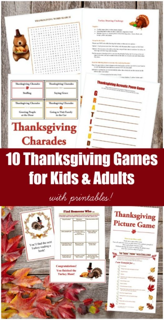 10 Printable Thanksgiving Games for Kids & Adults