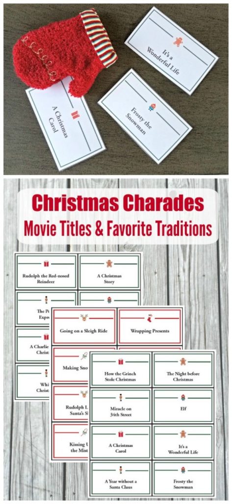 Christmas Charades Game and Pictionary Words (printable cards!)
