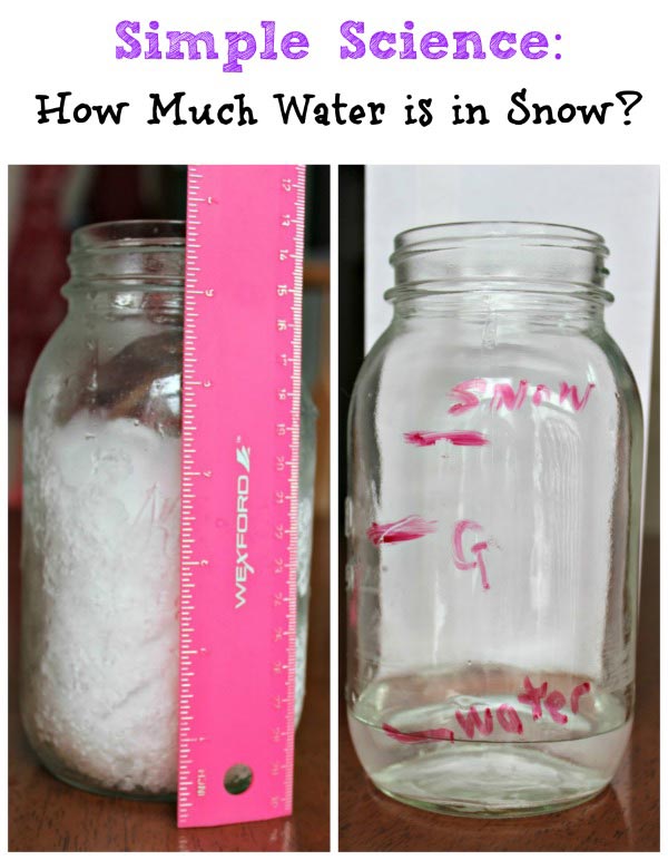 how much water is in snow science experiment